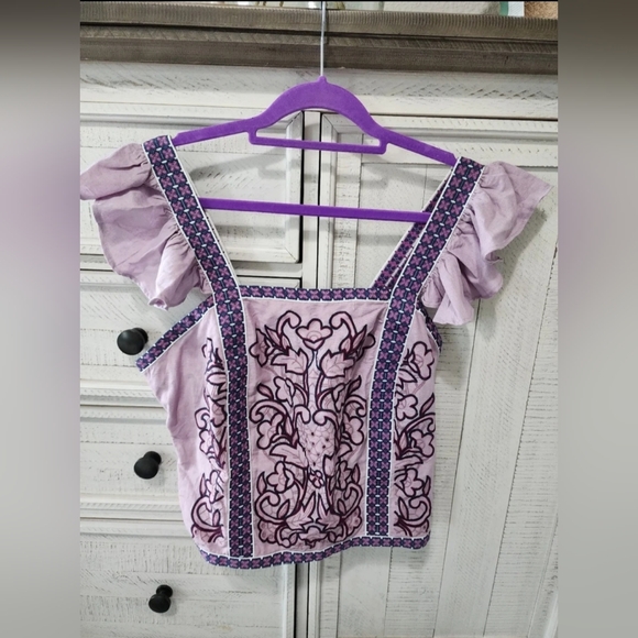 Anthropologie Let Me Be Paris Embroidered Top - Picture 2 of 5